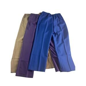 Alfred Dunner Pants Womens 8P Petite NWT Lot of 3 Pull On Taupe Blue Purple